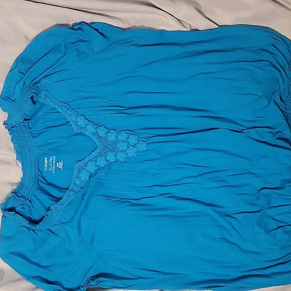 Teal blue color, Lane Bryant, 22/24, ribbed blouse